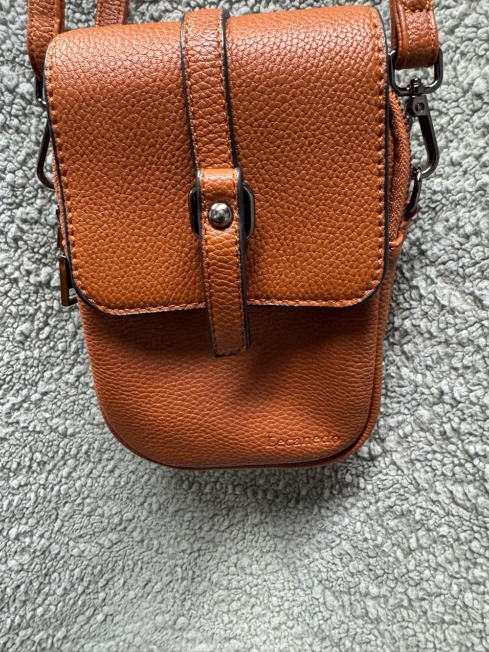 Lecanedo  Pebbled Leather Crossbody Bag - Cognac Brown
